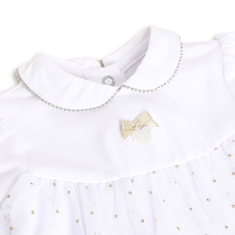 Girls White Printed Short Sleeve Rompers image number 2